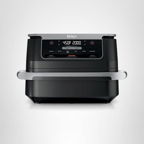 Ninja Foodi 7QT MegaZone Air Fryer DZ071, 6-in-1, Basket Divider, Cook 2 Foods, Air Fry Roast Broil Bake Dehydrate Keep Warm, Black