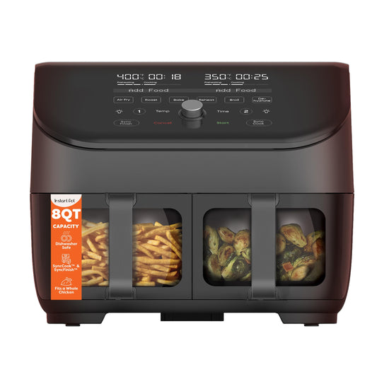 Instant Pot Vortex Plus XL 8QT Air Fryer ClearCook Window, 8-in-1 Crisps Broils Roasts Bakes Dehydrates Reheats, Black