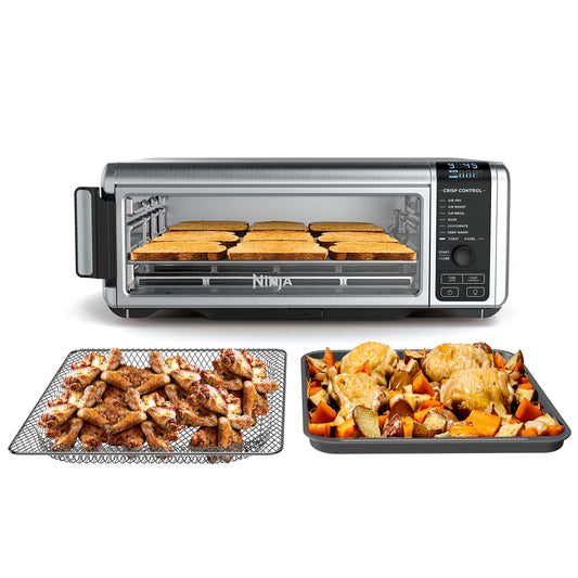 Ninja Digital Air Fryer Toaster Oven SP101, 8-in-1 XL Flip-Up, 1800W, Air Fry Bake Broil Toast, Includes Basket Pan Rack, Silver